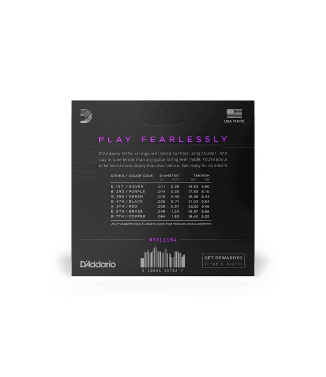 D'Addario NYXL Electric Guitar Strings - 11-64 (7-String) Medium