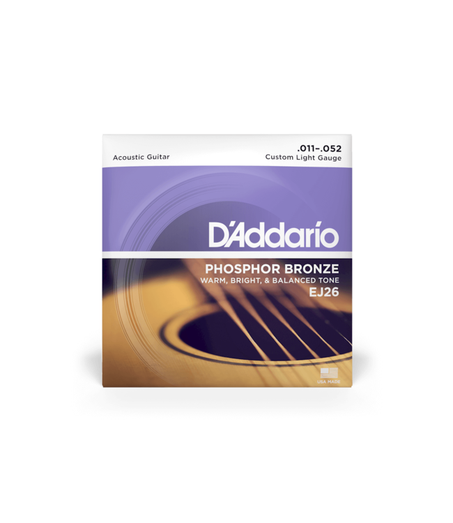 D'Addario Phosphor Bronze Acoustic Guitar Strings - 11-52 Custom Light