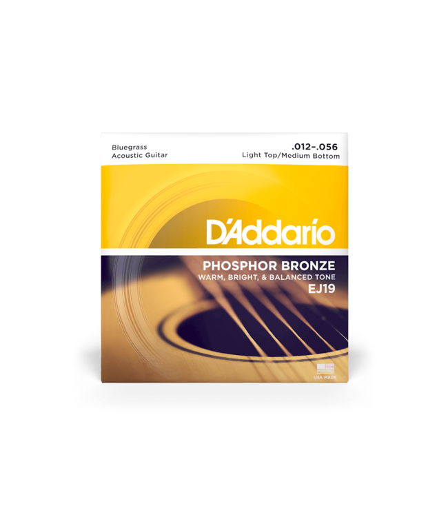 D'Addario Phosphor Bronze Acoustic Guitar Strings - 12-56 Light Top/Medium Bottom Bluegrass