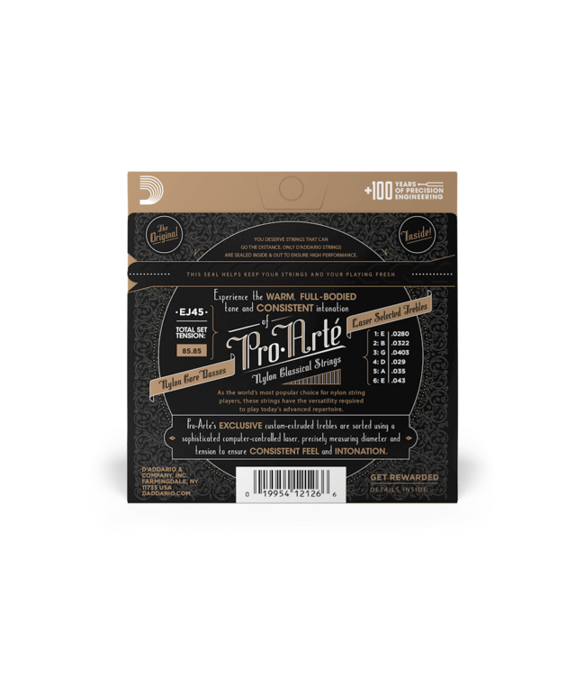 D'Addario Pro-Arté Nylon Core Classical Guitar Strings - Normal Tension