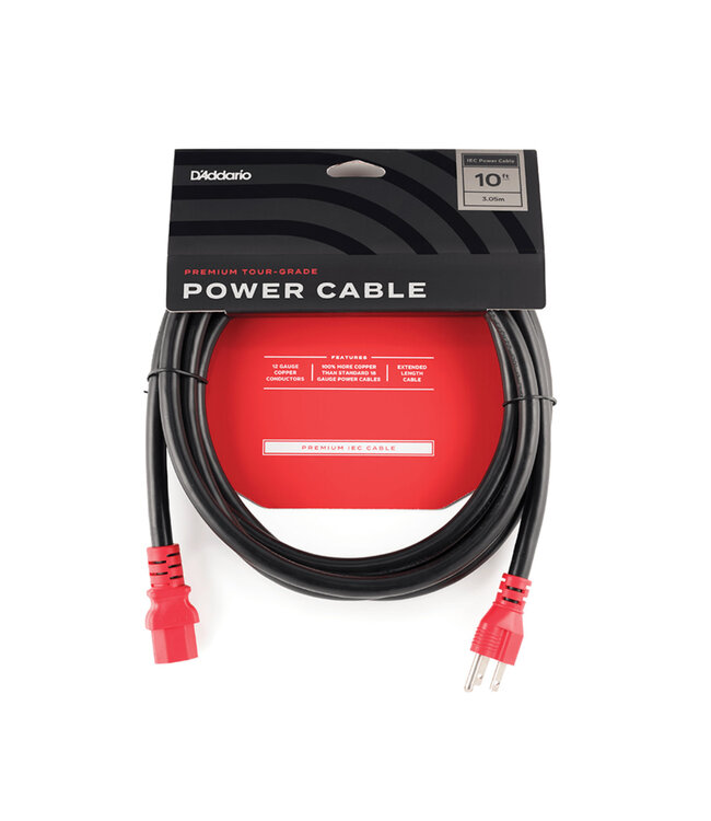 D'Addario IEC to NEMA Premium Tour-Grade AC Power Cable - 10'