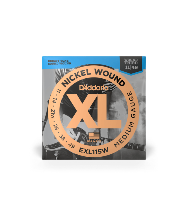D'Addario D'Addario XL Nickel Electric Guitar Strings - 11-49 Medium Wound 3rd