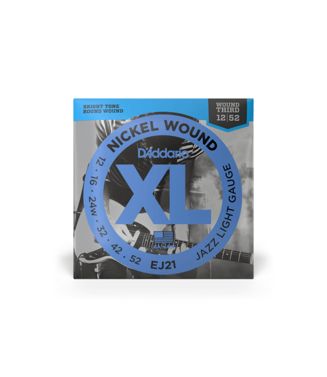 D'Addario XL Nickel Electric Guitar Strings - 12-52 Jazz Light Wound 3rd