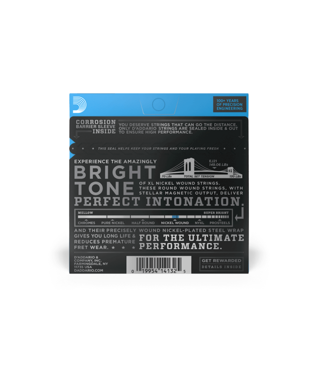 D'Addario XL Nickel Electric Guitar Strings - 12-52 Jazz Light Wound 3rd