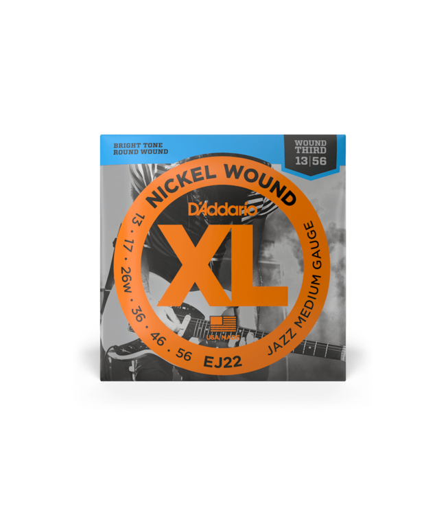 D'Addario XL Nickel Electric Guitar Strings - 13-56 Jazz Medium Wound 3rd