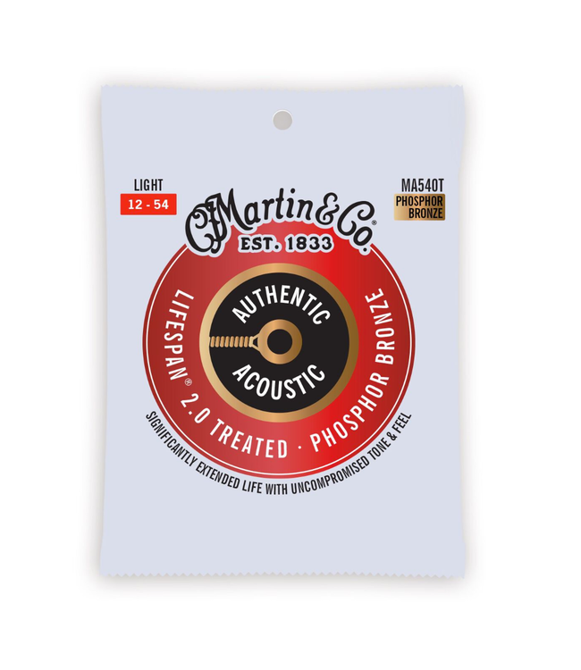 Martin Authentic Lifespan 2.0 Phosphor Bronze Acoustic Guitar Strings - 12-54 Light