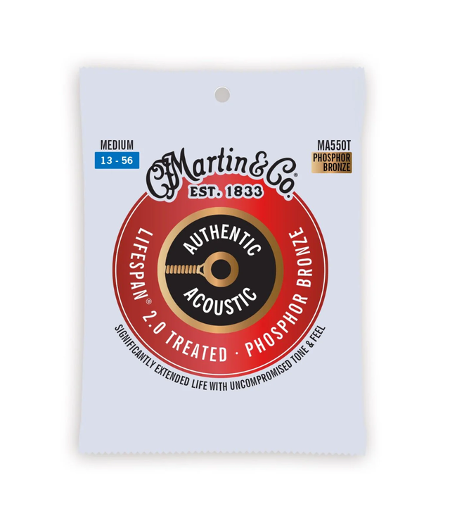 Martin Martin Authentic Lifespan 2.0 Phosphor Bronze Acoustic Guitar Strings - 13-56 Medium