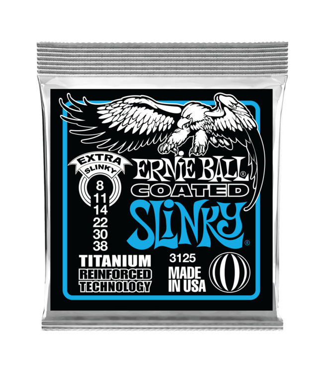 Ernie Ball Coated Titanium Electric Guitar Strings - 08-38 Extra Slinky