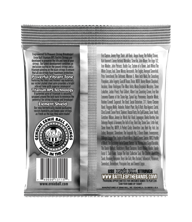 Ernie Ball Coated Titanium Electric Guitar Strings - 10-52 Skinny Top Heavy Bottom Slinky
