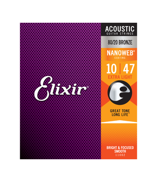 Elixir Elixir Nanoweb Coated 80/20 Bronze Acoustic Guitar Strings - 10-47 Extra Light