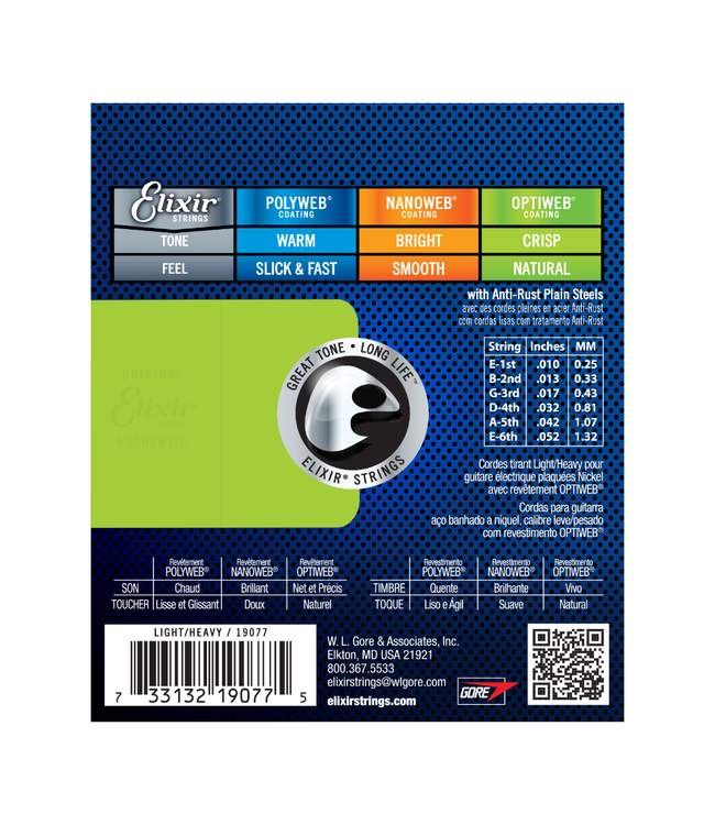 Elixir Optiweb Coated Nickel Plated Steel Electric Guitar Strings - 10-52 Light/Heavy