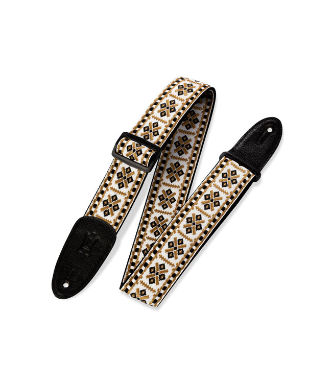 Levy's Levy's '60s Hootenanny Jacquard Weave Guitar Strap - White/Gold