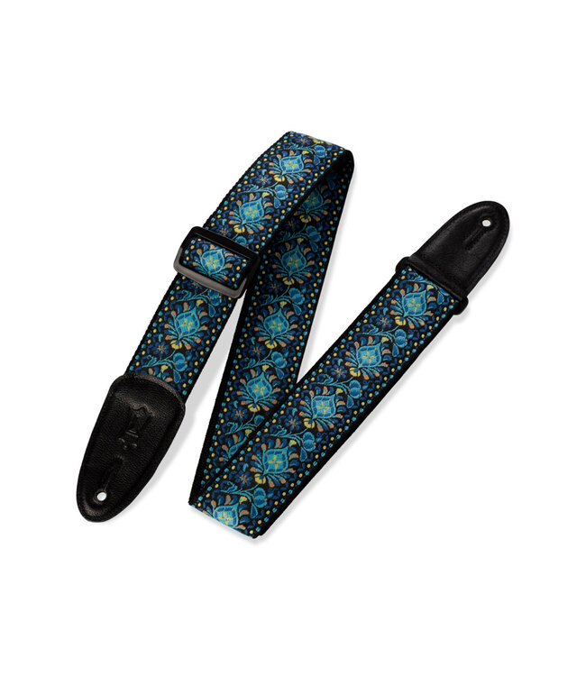 Levy's '60s Hootenanny Jacquard Weave Guitar Strap - Blue/Yellow