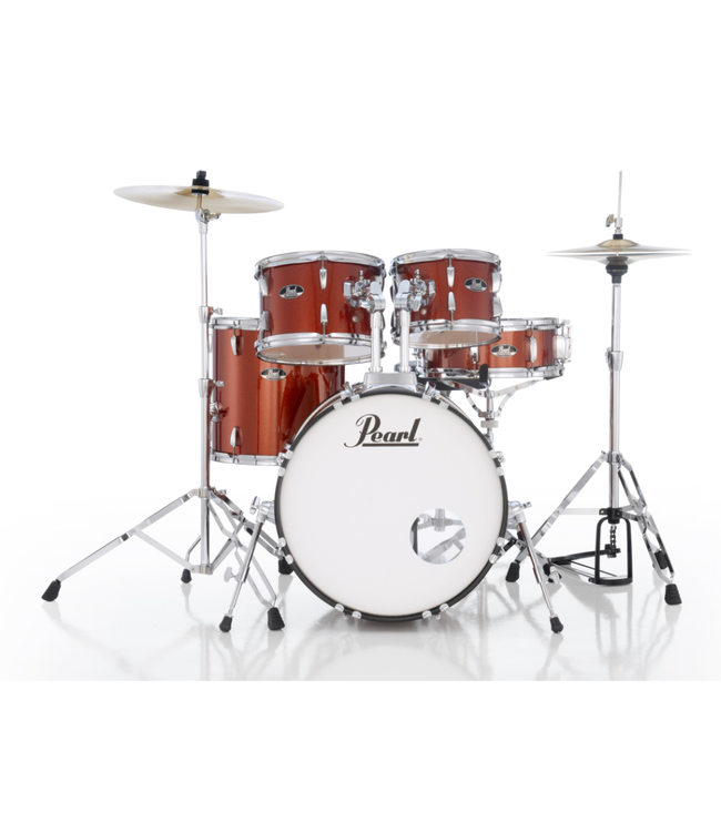 Pearl Roadshow 5-Piece Drum Kit -  10"/12"/14"/16"/22", Hardware, Cymbals, Throne - Burnt Orange Sparkle