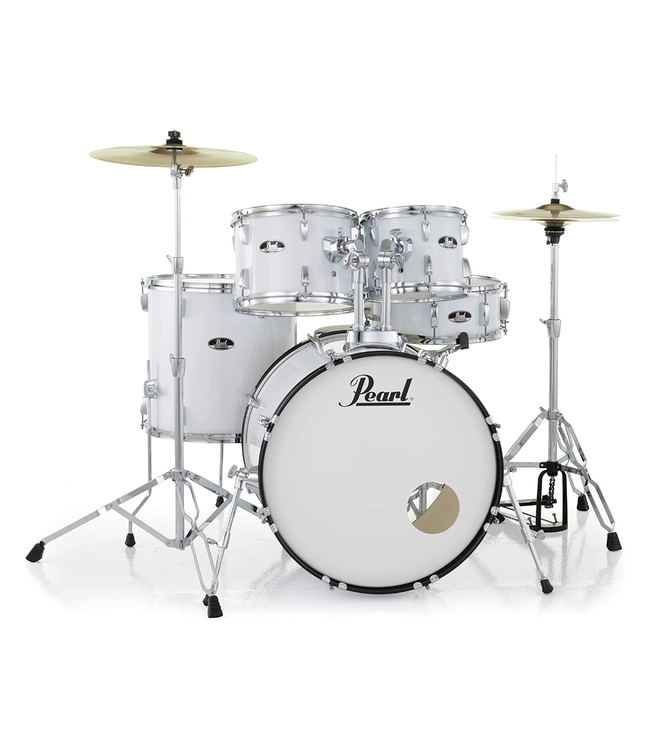 Pearl Roadshow 5-Piece Drum Kit -  10"/12"/14"/16"/22", Hardware, Cymbals, Throne - Pure White
