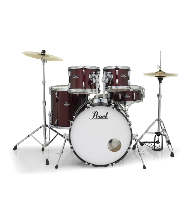 Pearl Roadshow 5-Piece Drum Kit -  10"/12"/14"/16"/22", Hardware, Cymbals, Throne - Wine Red