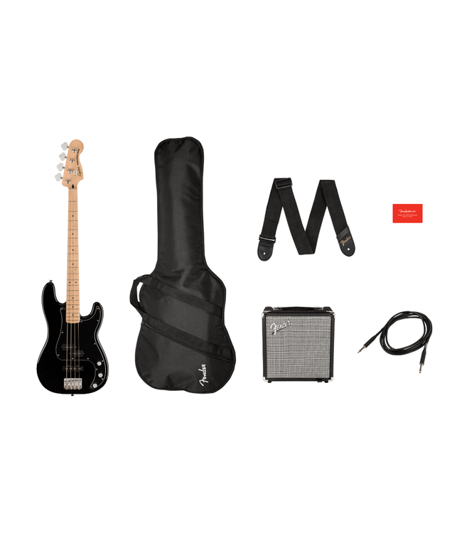 Squier Affinity PJ Bass Pack - Maple Fretboard, Black, Rumble 15