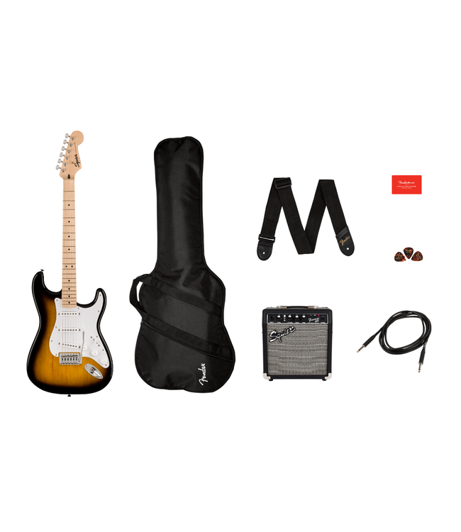 Squier Sonic Stratocaster Pack - Maple Fretboard, 2-Colour Sunburst, Frontman 10G