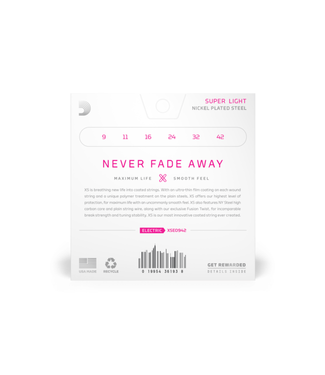 D'Addario XS Coated Nickel Electric Guitar Strings - 09-42 Super Light