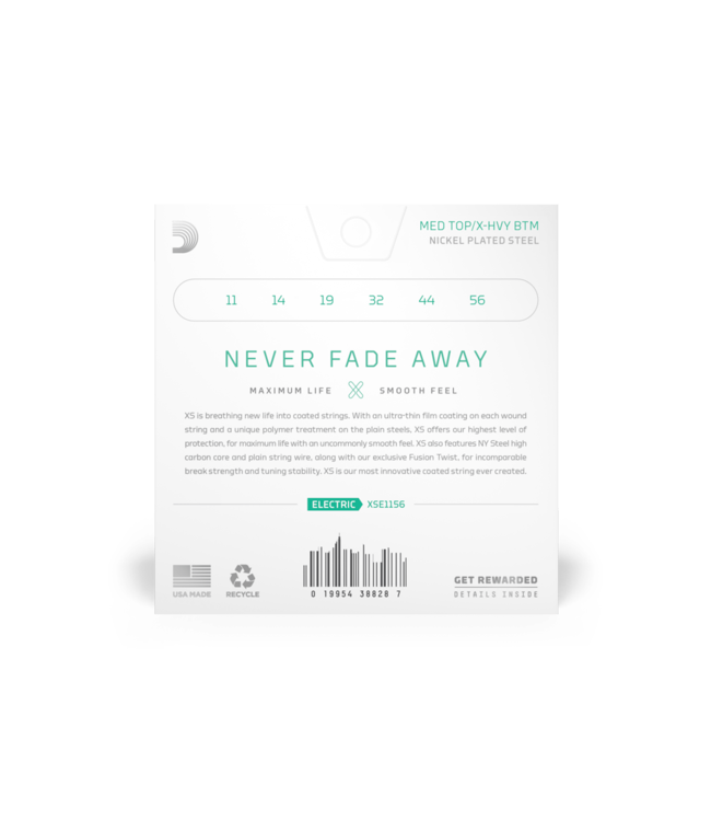 D'Addario XS Coated Nickel Electric Guitar Strings - 11-56 Medium Top/Extra Heavy Bottom