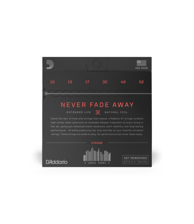 D'Addario XT Coated Nickel Electric Guitar Strings - 10-52 Light Top/Heavy Bottom