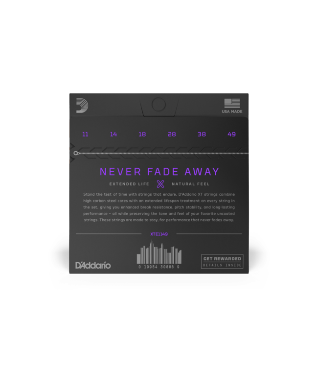 D'Addario XT Coated Nickel Electric Guitar Strings - 11-49 Medium