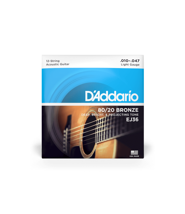 D'Addario 80/20 Bronze Acoustic Guitar Strings - 10-47 (12-String) Light