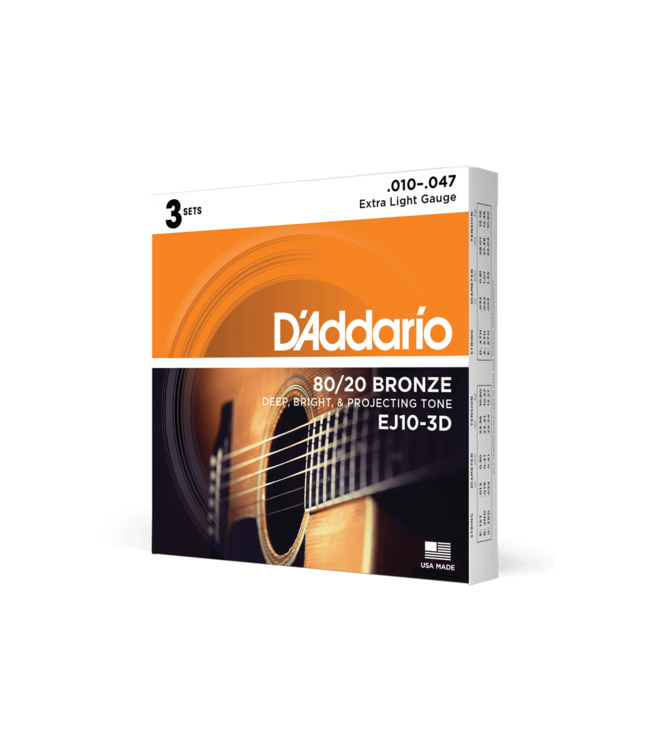 D'Addario 80/20 Bronze Acoustic Guitar Strings - 10-47 Extra Light