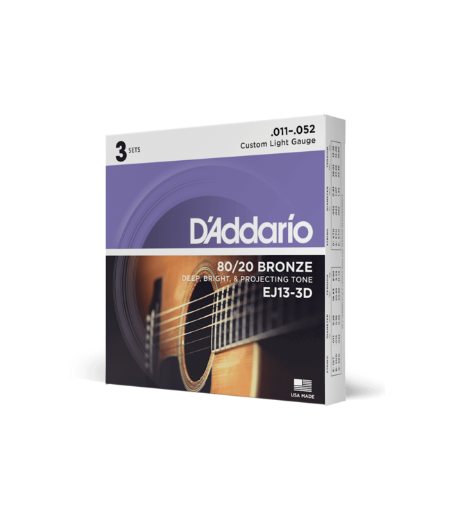 D'Addario 80/20 Bronze Acoustic Guitar Strings - 11-52 Custom Light