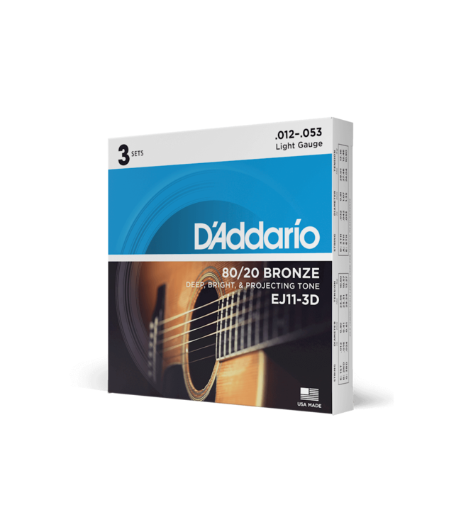 D'Addario 80/20 Bronze Acoustic Guitar Strings - 12-53 Light