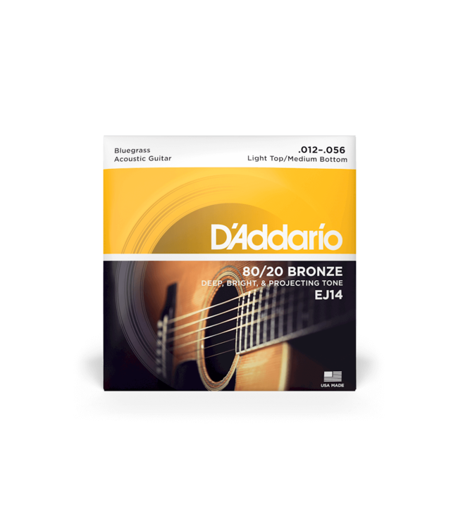 D'Addario 80/20 Bronze Acoustic Guitar Strings - 12-56 Light Top/Medium Bottom Bluegrass