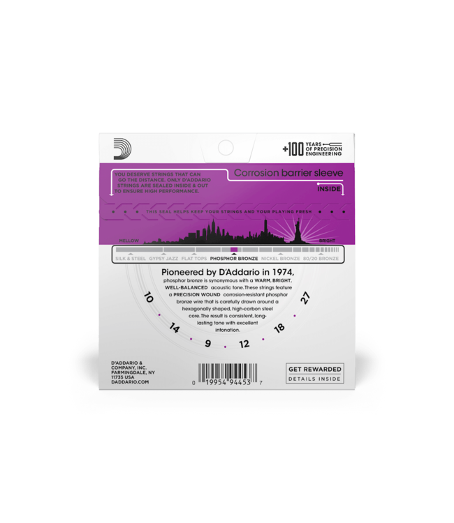 D'Addario Phosphor Bronze Acoustic Guitar Strings - 10-27 High Strung/Nashville Tuning