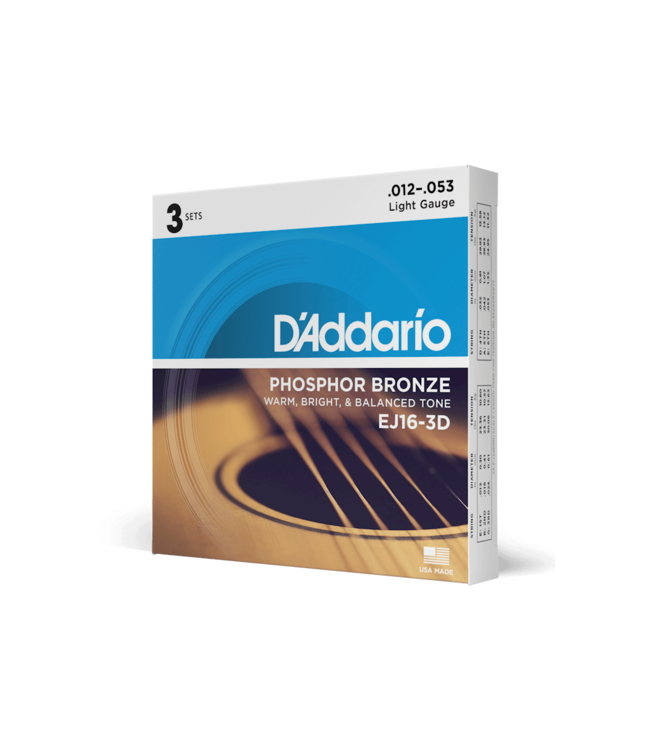 D'Addario Phosphor Bronze Acoustic Guitar Strings - 12-53 Light