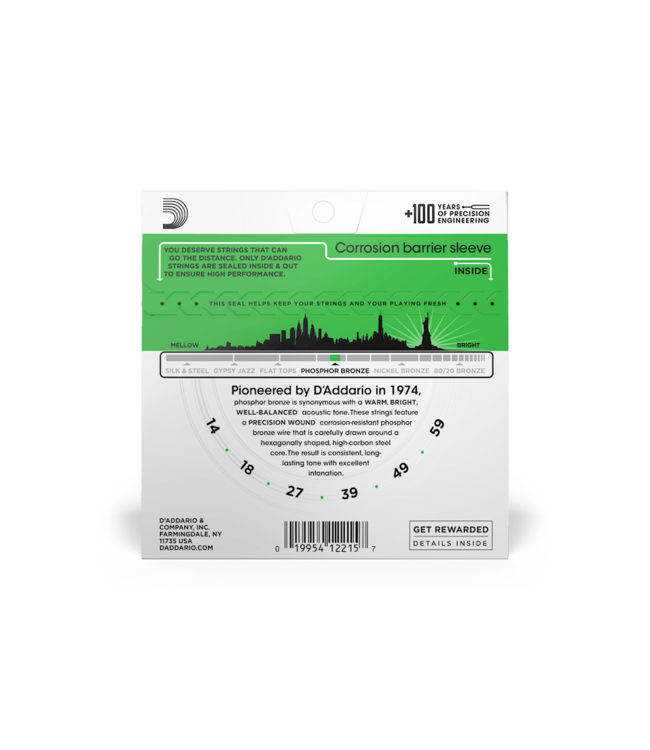 D'Addario Phosphor Bronze Acoustic Guitar Strings - 14-59 Heavy