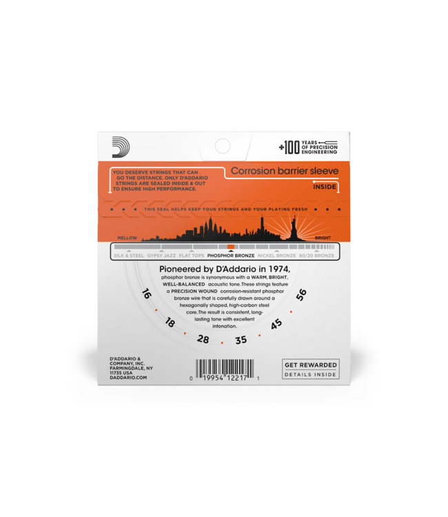 D'Addario Phosphor Bronze Resophonic Guitar Strings - 16-56 Medium