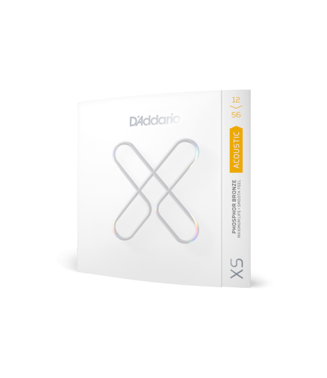 D'Addario XS Coated Phosphor Bronze Acoustic Guitar Strings - 12-56 Light Top, Medium Bottom