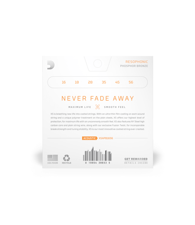 D'Addario XS Coated Phosphor Bronze Resophonic Guitar Strings - 16-56 Medium