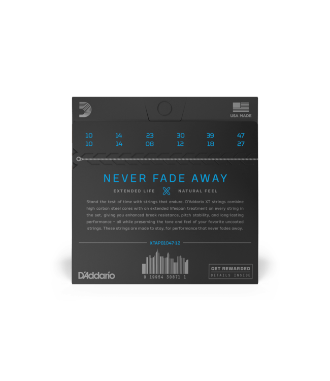 D'Addario XT Coated Phosphor Bronze Acoustic Guitar Strings - 10-47 (12-String) Light