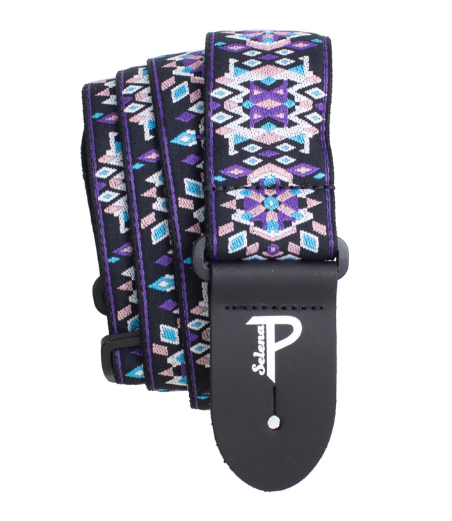 Perri's Hope Collection Geometric Jacquard Guitar Strap - Jalisco Amethyst