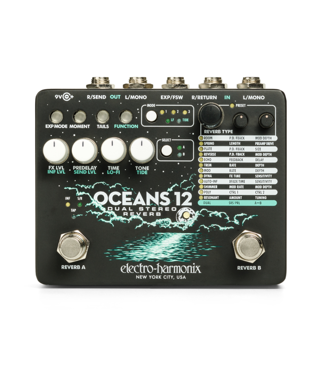 Electro-Harmonix Electro-Harmonix Oceans 12 Dual Stereo Reverb Pedal