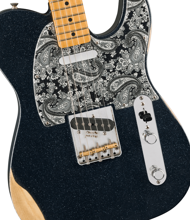 Fender Brad Paisley Road Worn Telecaster - Maple Fretboard, Black Sparkle