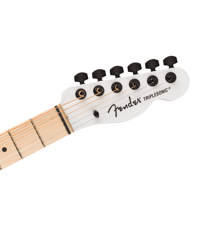 Fender Jack White Triplesonic Acoustasonic Telecaster - Maple Fretboard, Satin Arctic White with Black Top