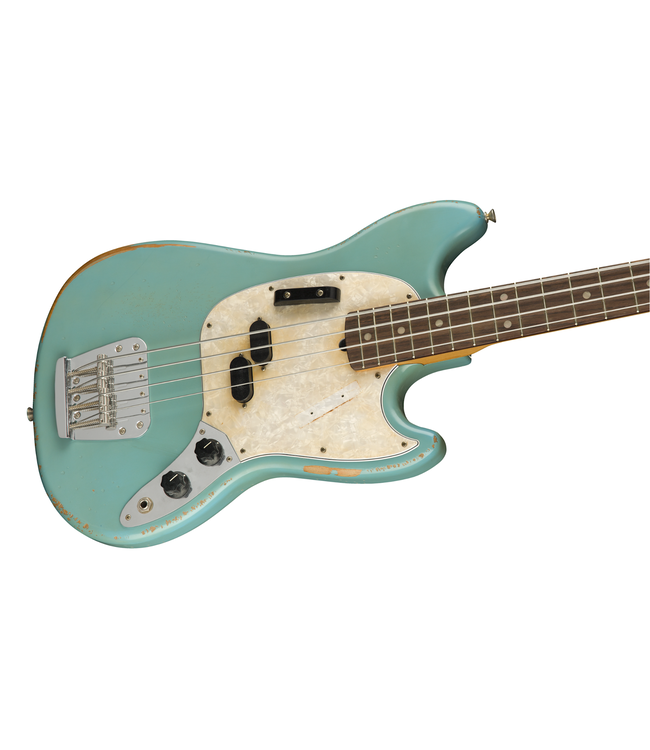 Fender JMJ Road Worn Mustang Bass - Rosewood Fretboard, Faded Daphne Blue