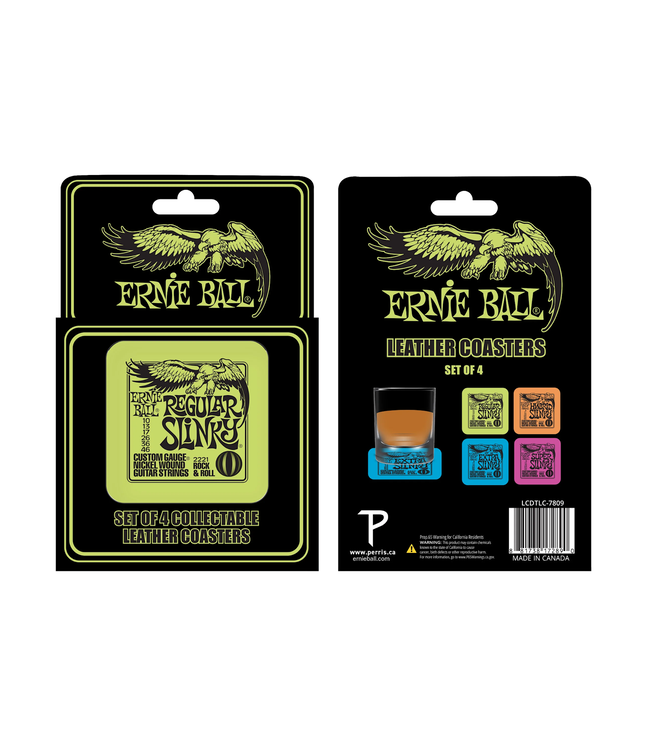 Ernie Ball Leather Coasters (4-Pack) Slinky Strings