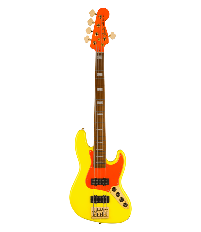 Fender MonoNeon Jazz Bass V - Roasted Maple Fretboard, Neon Yellow