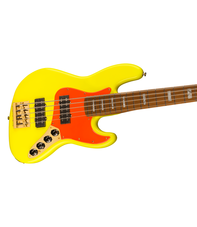 Fender MonoNeon Jazz Bass V - Roasted Maple Fretboard, Neon Yellow