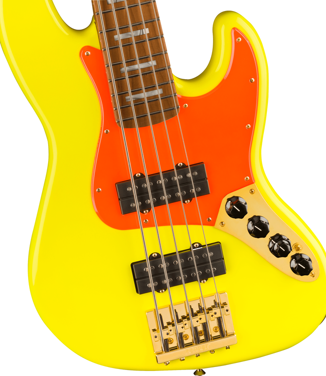 Fender MonoNeon Jazz Bass V - Roasted Maple Fretboard, Neon Yellow