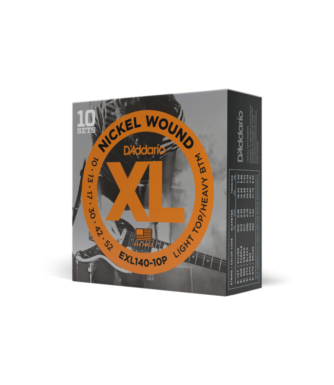 D'Addario XL Nickel Electric Guitar Strings - 10-52 Light Top/Heavy Bottom
