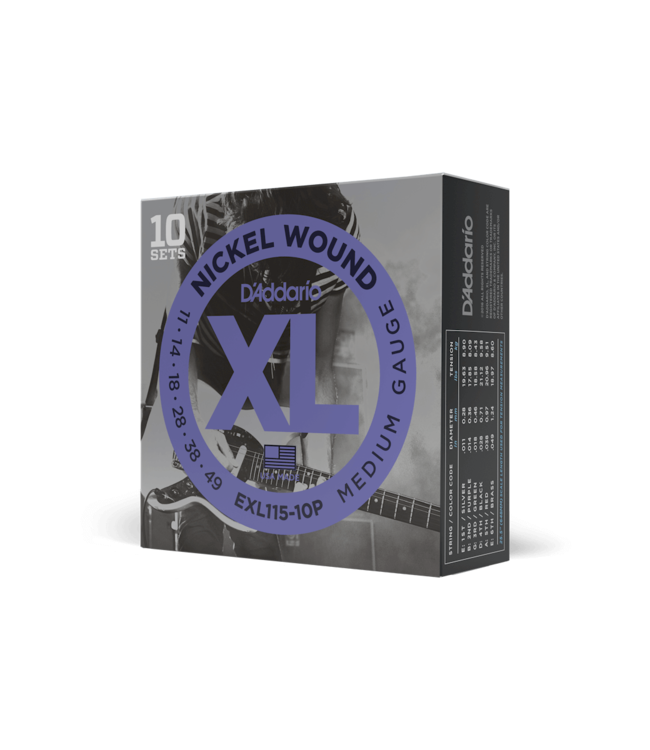 D'Addario XL Nickel Electric Guitar Strings - 11-49 Medium