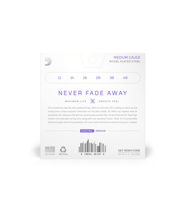 D'Addario XS Coated Nickel Electric Guitar Strings - 11-49 Medium